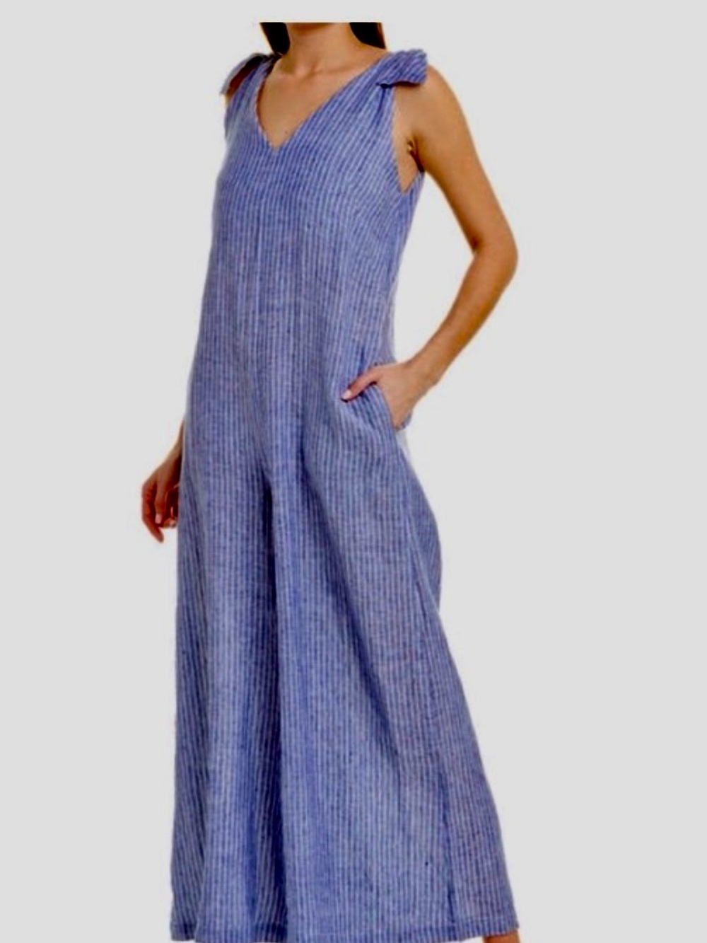 Vitamin A Blue Striped Wide-Leg Jumpsuit